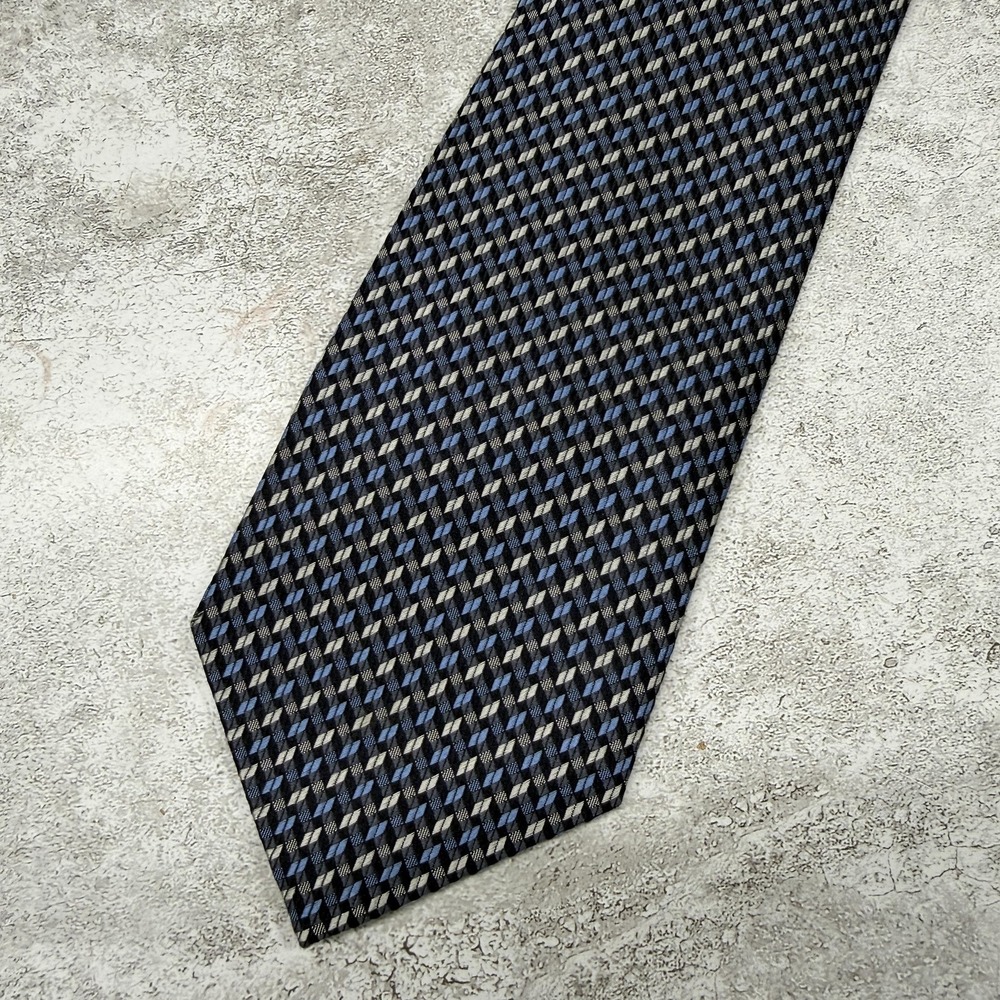 Valerio Garati Silk Tie Mens One Size Blue Geometric 100% Silk Necktie